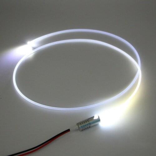 3mm 4meters optic fiber Cable Side glow w/Mini 12v 3W Light Illuminator LED Aluminum light Source Engine Home Car DIY Lighting