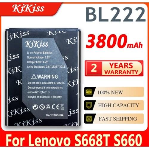 Original KiKiss BL222 BL 222 BL-222 3800mAh Big Power Battery for Lenovo S660 S668T Mobile Phone Li-polymer Batterie