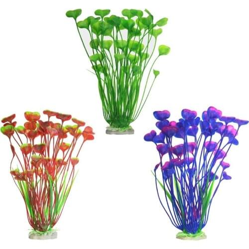Plastic Plants Aquarium Decor 2 Pcs Fish Tank Decoration Bright Color Plant