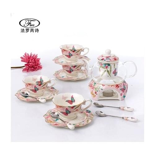 Afternoon Flower Teapot Cup Fruit Coffee Drinkware Household Tea Set Ceramic Candle Heating Thick Glass