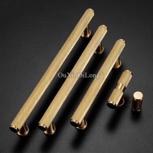 Stunning 4PCS Solid Brass Knurled Furniture Handles Drawer Pulls Cupboard Wardrobe Dresser Kitchen TV Cabinet Pull Handles&Knobs