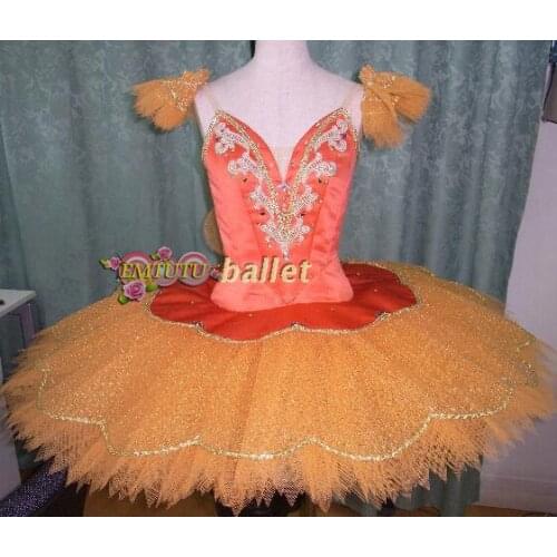 Fairy Doll Professional Ballet Tutus Women Ballerina Orange Nutcracker Classical Ballet Costumes