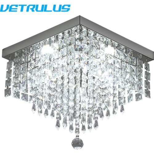 Modern crystal led Chandeliers Lighting square LED lamps Lustre For Living Room Crystal LED chandelier Ceiling Lamp luminaire