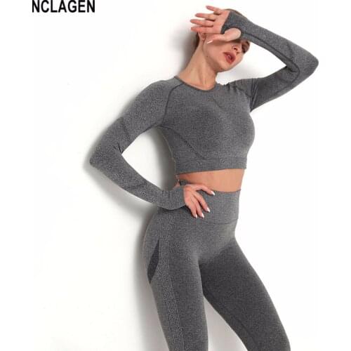 Sports Top Women Seamless Yoga Crop Tops Long Sleeve High Elastic Gym Shirt Push-up Fitness Clothing Workout Dry Fit Thumb Holes