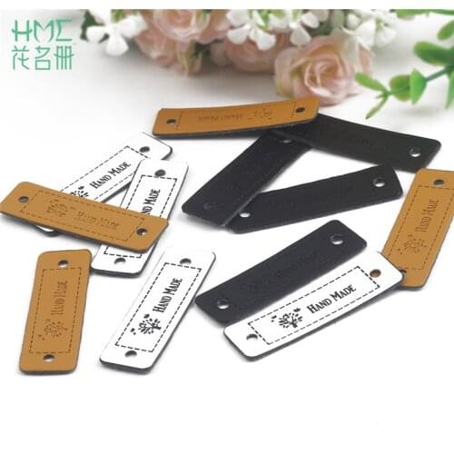 High Quality 12pcs/lot 5x1.5cm Handmade PU Leather Tag Embossed Label For DIY Craft Garment Clothes Shoes Bag Sewing Accessories
