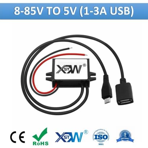XWST DC to DC 5V 3A USB Converter Mini Micro Type C 12V 24V 36V 48V 60V 72V 80V 85V to 5V 15w Step Down 5 Volts Regulator