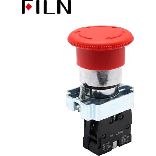 1 NO 1 NC Latching Red Mushroom Emergency Stop Red Push Button Switch 600V 10A XB2-11ZS_R
