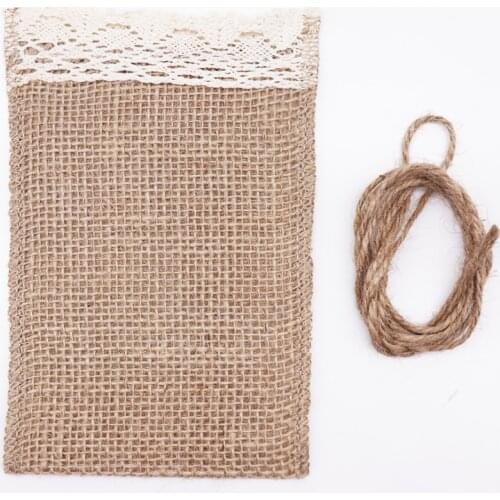 1pcs Natural Jute Lace Bags 10.5x16cm Vintage Reusable Jewelry Sachet Packing Christmas Wedding Party Candy Gift Bag