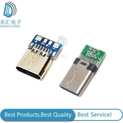 10pcs USB 3.1 Type C Connector 24 Pins Male / Female Socket Receptacle Adapter to Solder Wire & Cable 24 Pins Support PCB Board