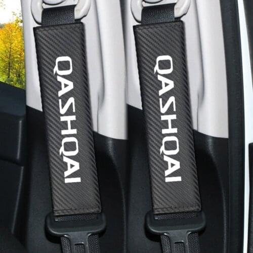 2pcs/set Carbon fiber Seat belt Shoulder Pads covers emblems for Nissan Qashqai Nismo Juke Note Navara Leaf Xtrail Car-styling