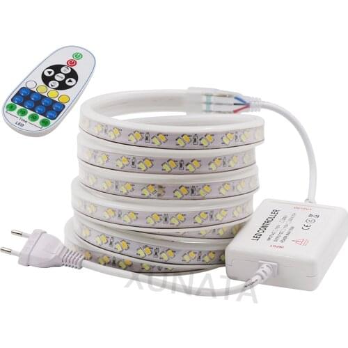 220V CCT LED Strip Light with Dimmer 5630 120Leds Dual White Warm White Color Flexible Tape Diode Waterproof Ribbon Light Rope
