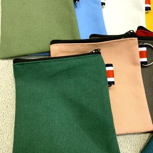 5PCS DIY canvas bag simple ladies coin purse mini zipper children girl coin purse card case keychain lipstick pouch