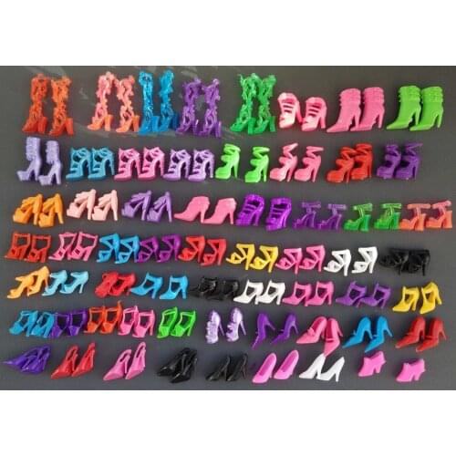 60 Pairs/set Fashion Heels Sandals Doll Shoes For Barbie Dolls Outfit Dress Lots of Designs Xmas Gift For Girl Toy