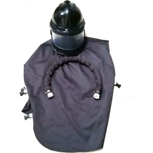 ABS sand blasting helmet with air breathing hose,safety sandblast hood with cape