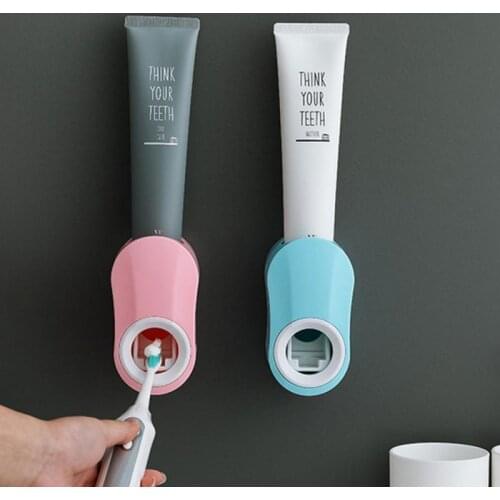 Home Bathroom Accessories Automatic Toothpaste Dispenser Toothpaste Squeezer Punch Free Holder Toothbrush Squeezer Holder Rack