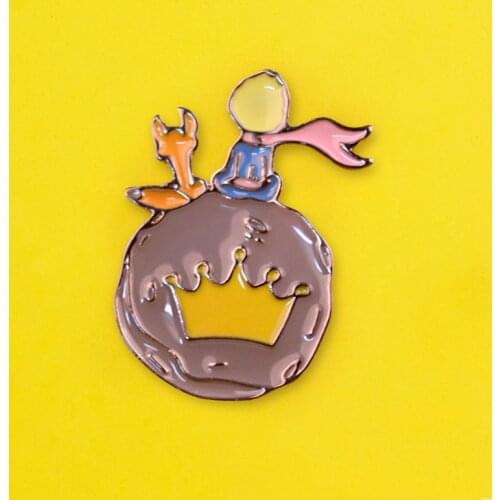 Clothes Lapel Pin Little Prince Lovely Fox Brooch Anime Decoration Crown Planet Gift Pins Metal Pins For Clothes Brooches Badge