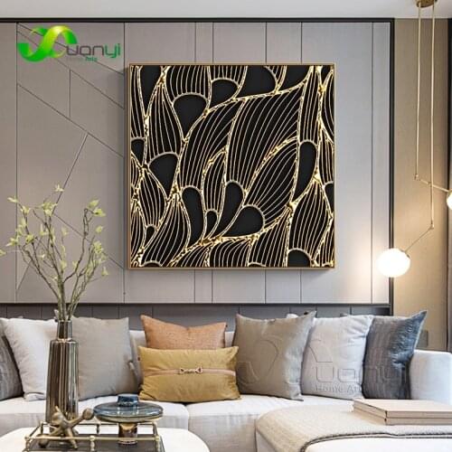Black And Gold Poster And Print Abstract Painting Gold Foil Wall Art Modern Canvas Art Painting For Living Room Modern Decor