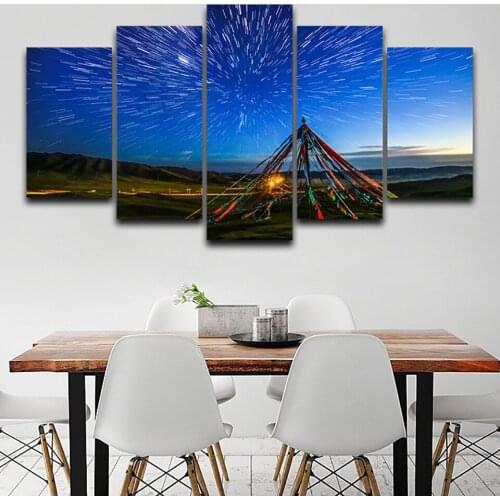 Home Decoration Living Room Hd Print Canvas Painting 5 Pieces Star Sky Night Landscape Wall Art Poster Modern Modular Pictures