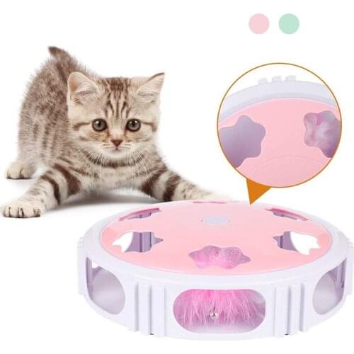 Electric Feather Teaser Cat Toy Interactive Durable LED Light Bell Low Noise Pet Kitten Toys Stimulate Hunting Instinct
