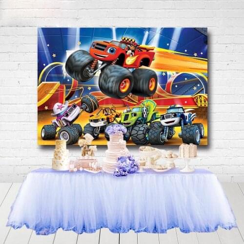 Blaze Monsters Machine Boys Birthday Party Photography Backdrop Truck Cars Party Backgrounds Custom Photocall 7x5ft