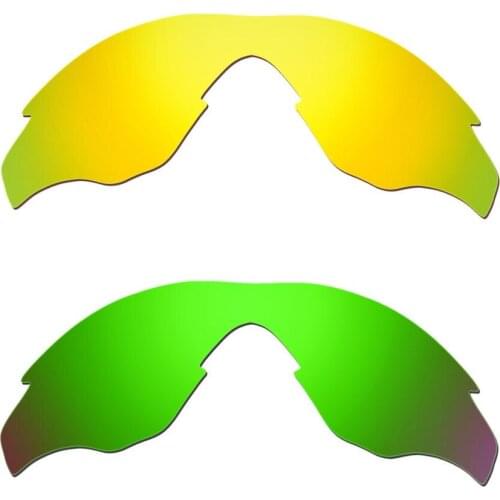 HKUCO For M2 Sunglasses Replacement Polarized Lenses 2 Pairs - Gold & Green