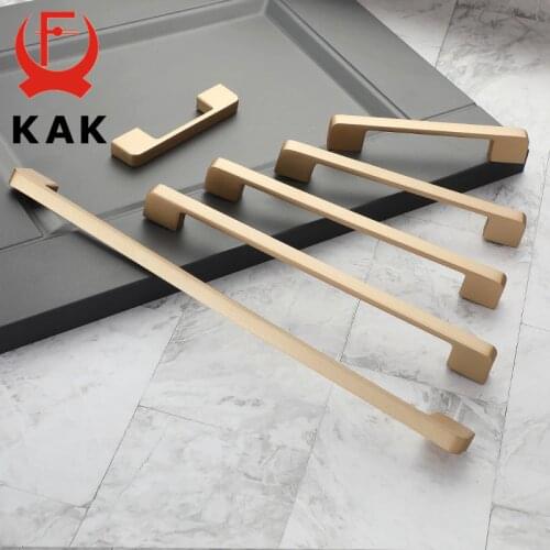 KAK Gold Cabinet Handles Zinc Alloy Kitchen Handle Cupboard Door Pulls Drawer Knobs Bedroom Door Furniture Handle Hardware