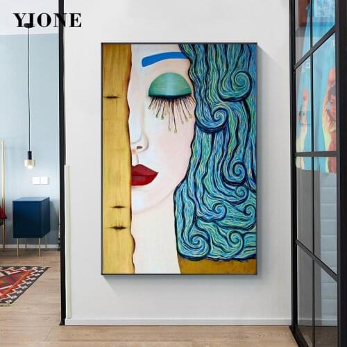 Tear Girls Canvas Painting Classic Abstract Portrait Woman Face Art Poster Picture Prints Wall Home Decoration for Living Room