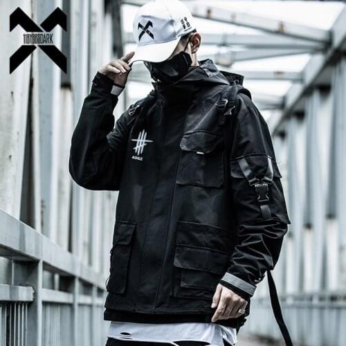 11 BYBBS DARK 2021 Tactics Jackets Black Cargo Windbreaker Streetwear Multi-pocket Hoody Jacket Fashion Autumn Coats Male GB137