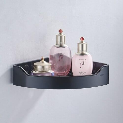 Matte Black Shampoo Rack Shelf Adhesive Bathroom Accessories Shower Organizer Wall Mounted Shelf Basket Corner Shelf