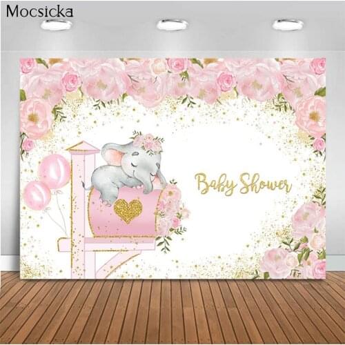 Mocsicka Baby Shower Background Elephant Letterbox Decoration Style Newborn Baby Photo Background Photography Studio