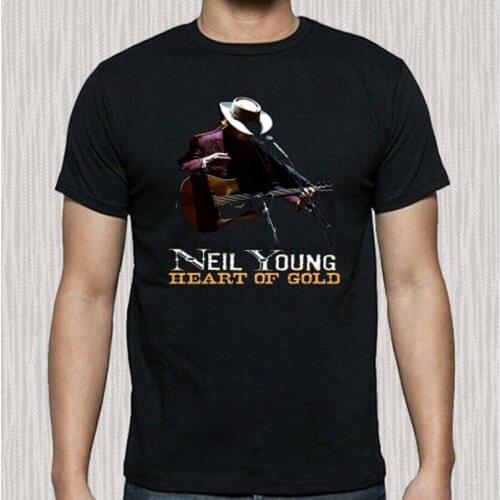 New Neil Young Heart of Gold Music Legend Mens Black T-Shirt Size S to 3XL