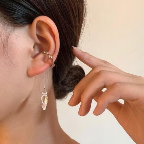 2021 New Sliver Color Metal Geometric Ear Bone Clip Earring No Piercing Ear Stud Pendant for Women Girls Aesthetic Jewelry