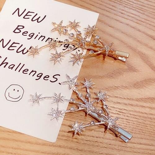2021 New Fashion Childrens Hair Pins Duckbill Clip Hairpin Rhinestone Hair Clips For Girl Five-pointed Star Hairpin Accessories