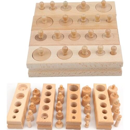 Montessori Educational Wooden Toys For Children Cylinder Socket Blocks Toy Baby Development Practice And Senses Kid Gifts