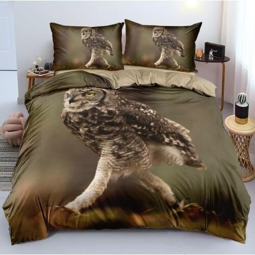 Owl Quilt Cover Sets 3D Camel Linens Bed and Pillow Cases Full Double Single Twin Queen King Size 140*200cm Animal Bedding Set