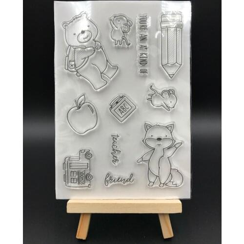 Bear Schoolhouse Transparent Clear Silicone Stamp/Seal for DIY scrapbooking/photo album Decorative clear stamp sheets A525