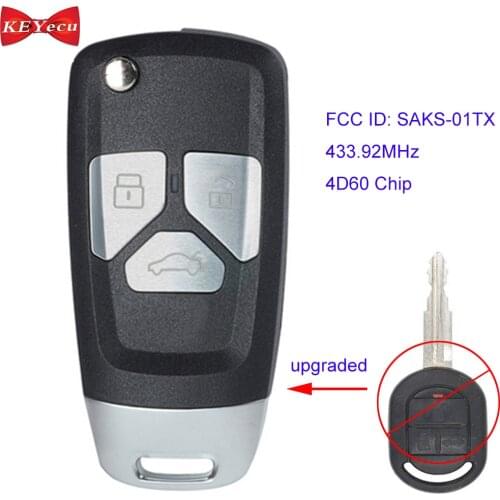 KEYECU for Chevrolet Optra Lacetti Upgraded Remote Car Key Fob 433.92MHz 4D60 Chip FCC ID: SAKS-01TX