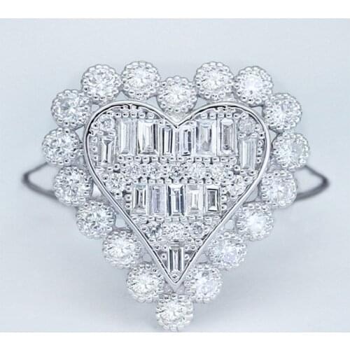 JK Hyperbole Big Heart Luxury Inlaid Crystal Zircon Stone Women Ring Bling Cocktail Party Ring Engagement Wedding Hot Sale