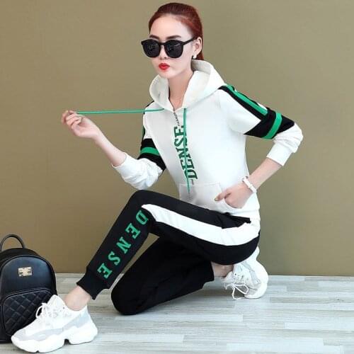 Casual Sportswear Suit Female 2020 Spring Autumn New Loose Korean Long-Sleeved Hooded Sweatshirt Sport Two Piece Set