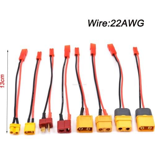 22AWG XT30U XT60 XT60H T-plug Male / Female Connector to JST plug charger adapter LiPo Battery Model Charging Converter Lead