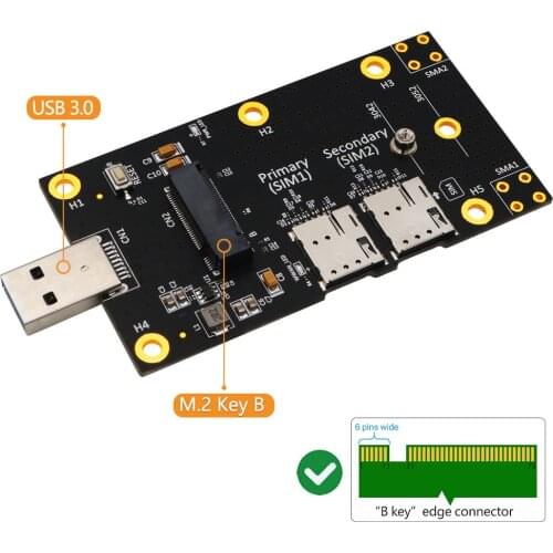 USB 3.0 Adapter Expansion Card Slot M2 Key B to USB 3.0 Adapter with Dual Nano SIM Card Slots for 3G 4G 5G Module