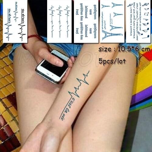 Temporary Tattoo Sticker lifeline letter note tower waterproof fake Tatto Water Transfer flash Tatoo for girl woman kid man