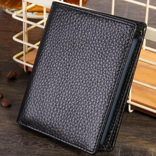 High Quality Mens Wallet Genuine Leather Casual Coin Purse Cash Money Clip Photo Holder Cards Holder Male Wallet Multi function