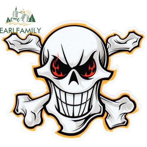 EARLFAMILY 13cm x 10.7cm Funny Car Stickers Maltese Cross Skull Graphics Trunk Laptop Window Decals Vinyl Car Accessories