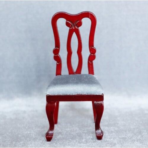 1:12 Miniature Dollhouse Red Dining Chair with Cushion Kitchen Dining Room Furniture