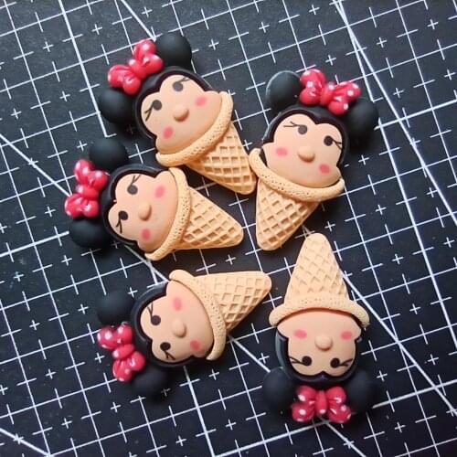 1pcs/lot resin flat back Simulation mouse girl 34mm Cabochons Scrapbooking Hair Bow Center DIY Christmas decration