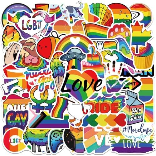 10/50/100pcs/pack Rainbow LGBT Graffiti Aesthetics Stickers Guitar Fridge Laptop Phone Car DIY Kid Toy Waterproof Sticker Decal