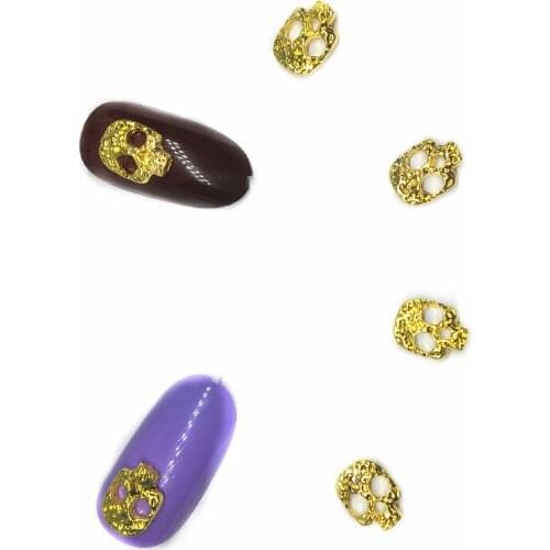 10Pcs Skull Nail Art Decorations 3d Gold Silver Metal Charms Nail Accessories Charms NailArt Steam Punk Manicure Supplies Diy