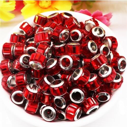 10Pcs Assorted Red Color Glass 5mm Big Hole European Spacer Beads Fit Pandora Charms Bracelet Earrings Hair Beads Women Jewelry