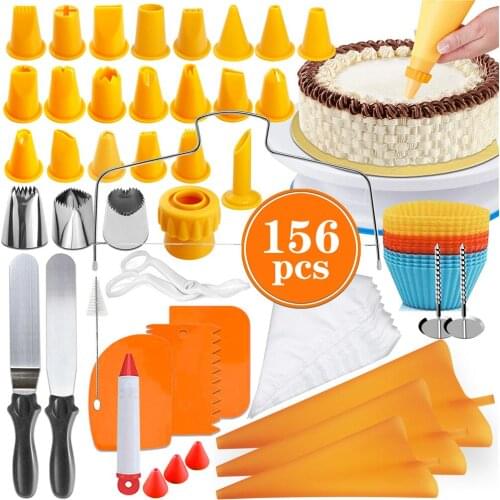 156 PCS Baking Supplies Set Silicone Cake Decorating kit Supplies with Icing Piping Tips Russian Nozzles home Bake